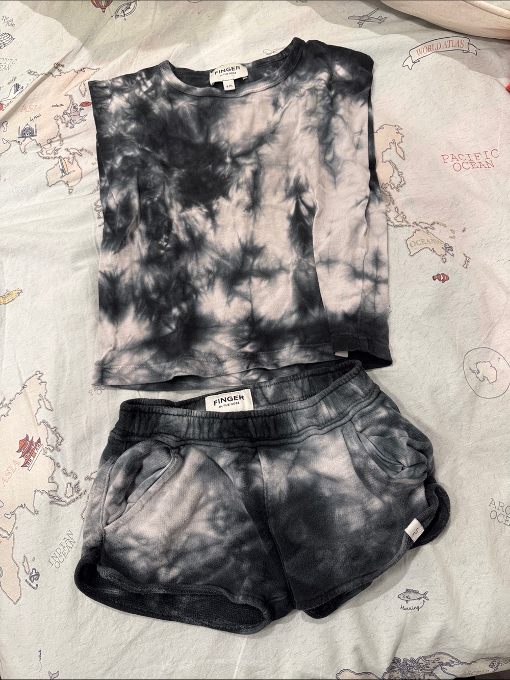 Finger In The Nose Black & White Tie-Dye Athletic Shorts